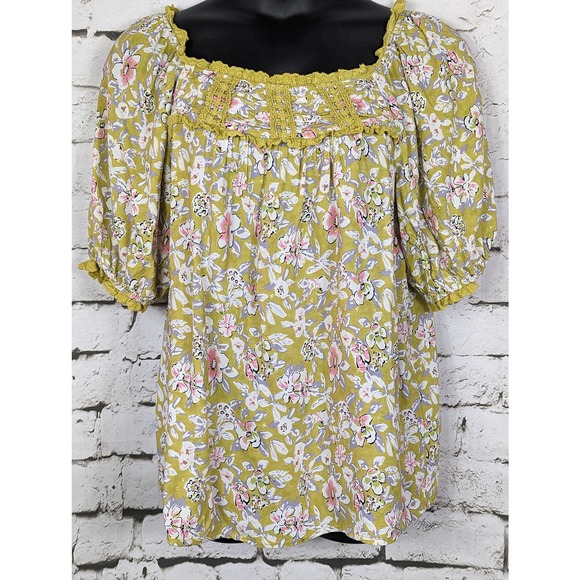 SOLITAIRE Boho Peasant Floral Blouse Large - Picture 1 of 6
